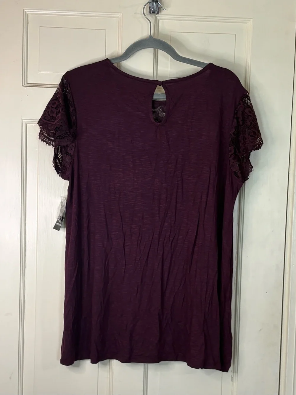 Torrid Plus Size 1X Lace Detail Flutter Sleeve Super Soft Top Burgundy New - Picture 6 of 8